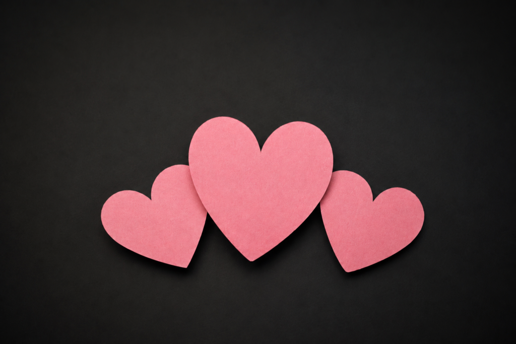 A trio of pink hearts.